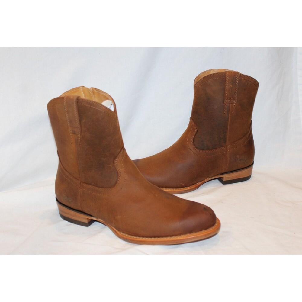 Quince Men's Crafted‎ Leather Western Zip Boots NEW $388 Whiskey Brown 8.5
